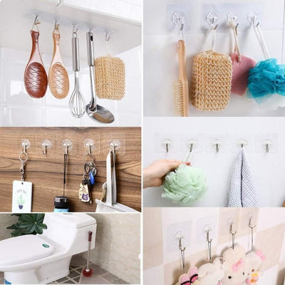 Hooks-Transparent Self Adhesive Hooks Hanger(Pack of 6)