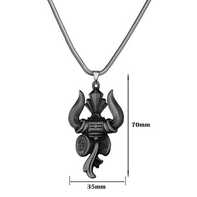 Men's Silver Chain with Damru Pendant