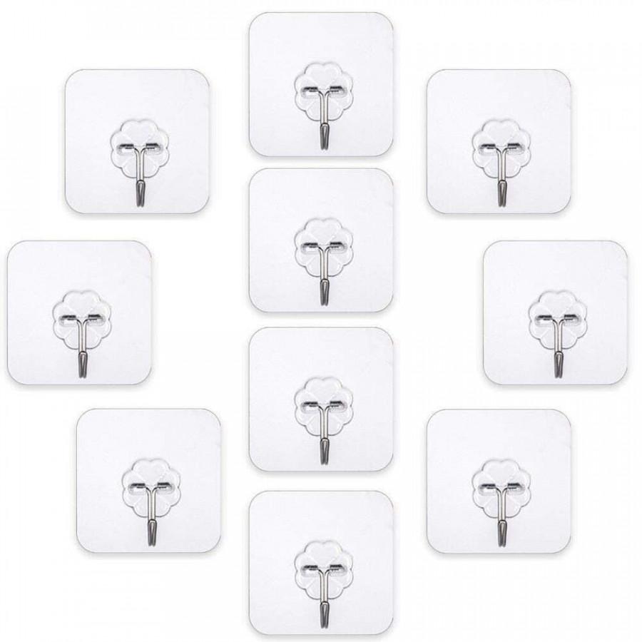 Hooks-Transparent Self Adhesive Hooks Hanger(Pack of 6)