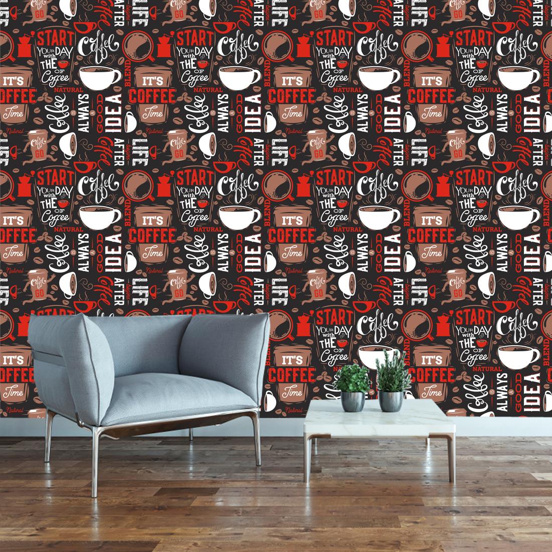 WallDaddy Self Adhesive Wallpaper For Wall (300x40)Cm Wall Sticker |Design CoffeeCup