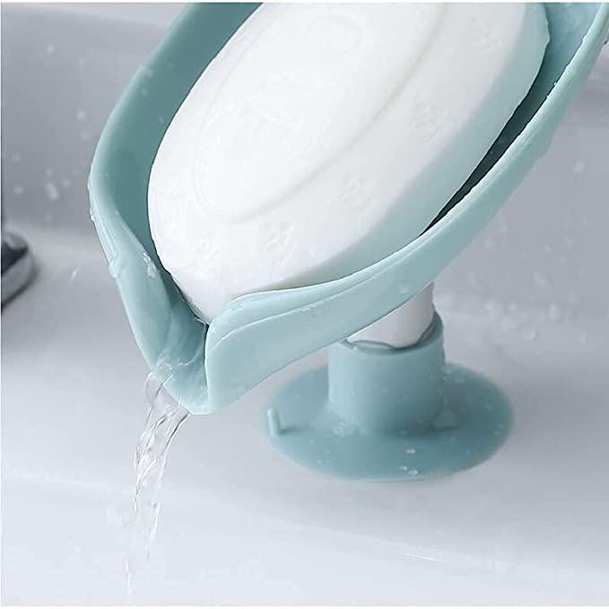 Plastic Leaf-Shaped Double Layer Soap Dish Holder (Pack of 1)