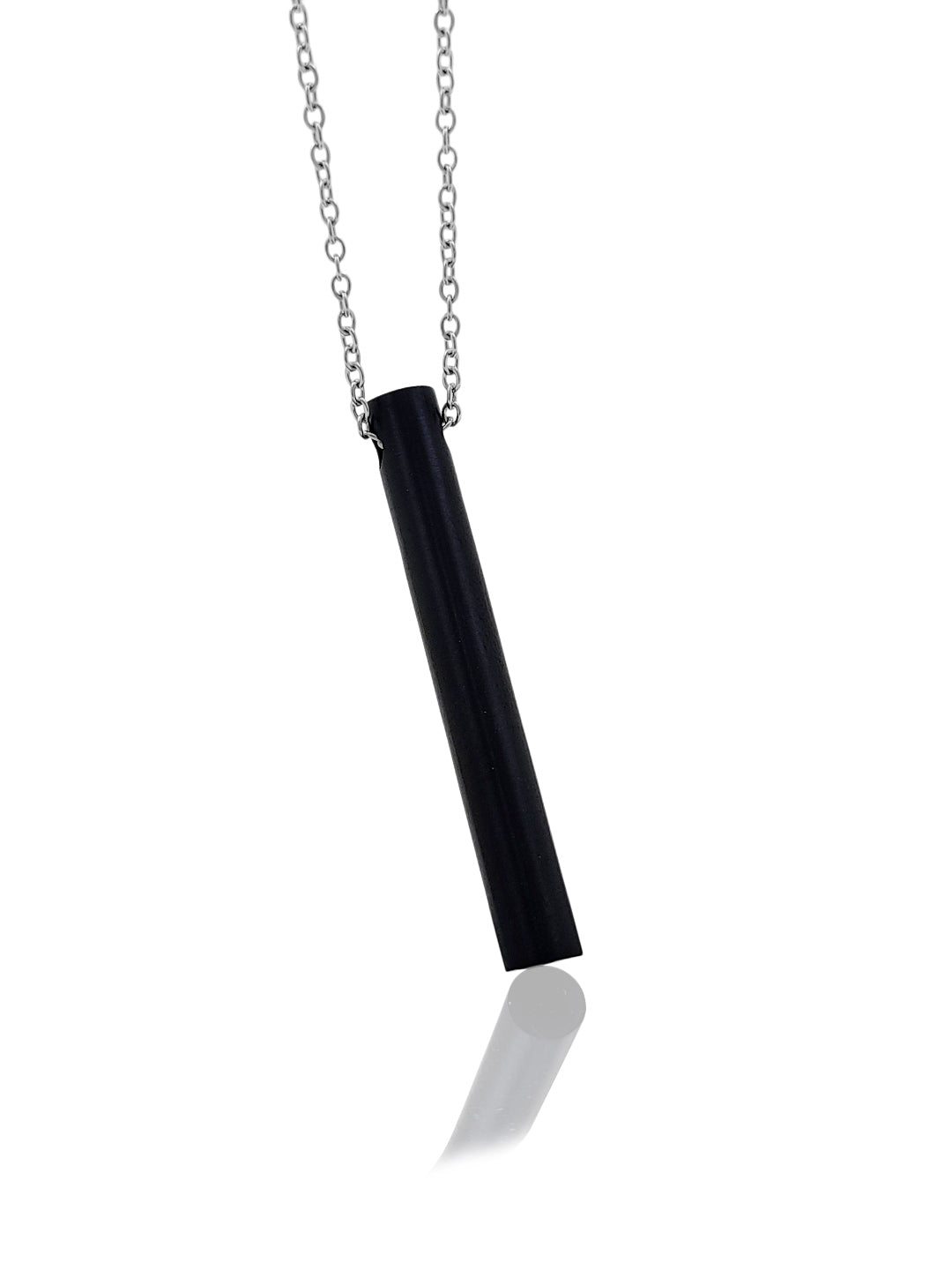 Black Stainless Steel Round Bar Pendant adjustable Necklace chain