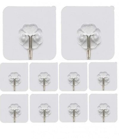 Hooks-Transparent Self Adhesive Hooks Hanger(Pack of 12)