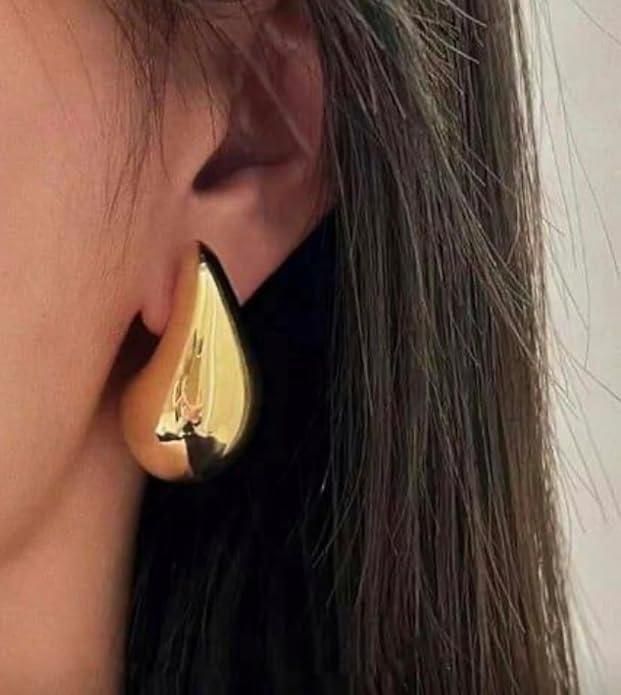 Sparkle Your Way Bottega Inspired Celebrity Style Teardrop Gold Earrings For Girls And Women